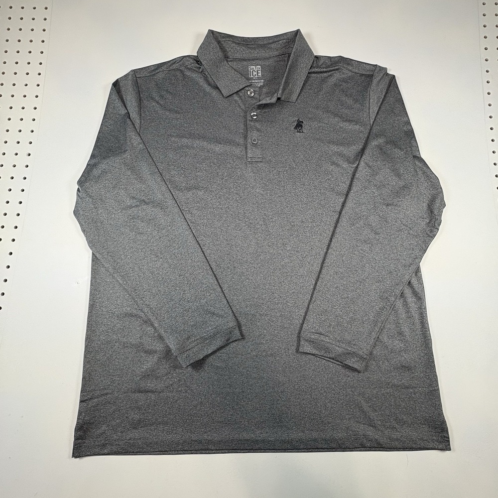 San Soleil Sol Tek Ice Shirt Mens L Gray UV50 Cooling Golf Athleisure